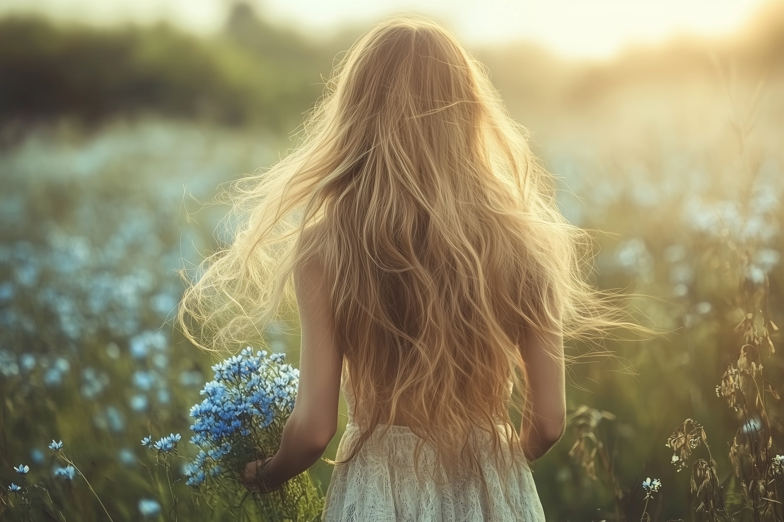 a woman holding a bouquet of flowers
